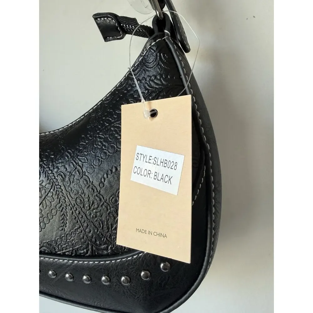 Rein and Bridle Black Faux Leather Women's Purse Western 12x7x2 NWT SLAH018